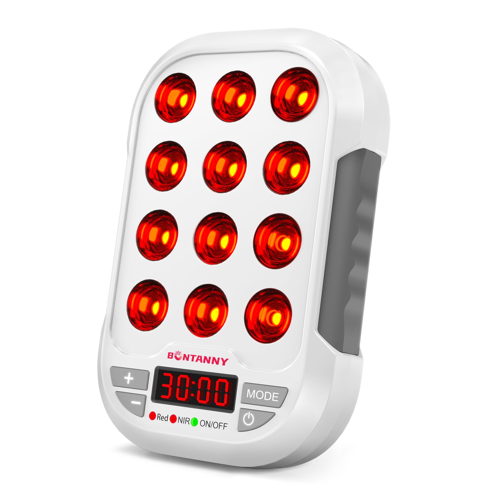 BONTANNY BO-60 front view, compact handheld device for travel-ready red light sessions.
