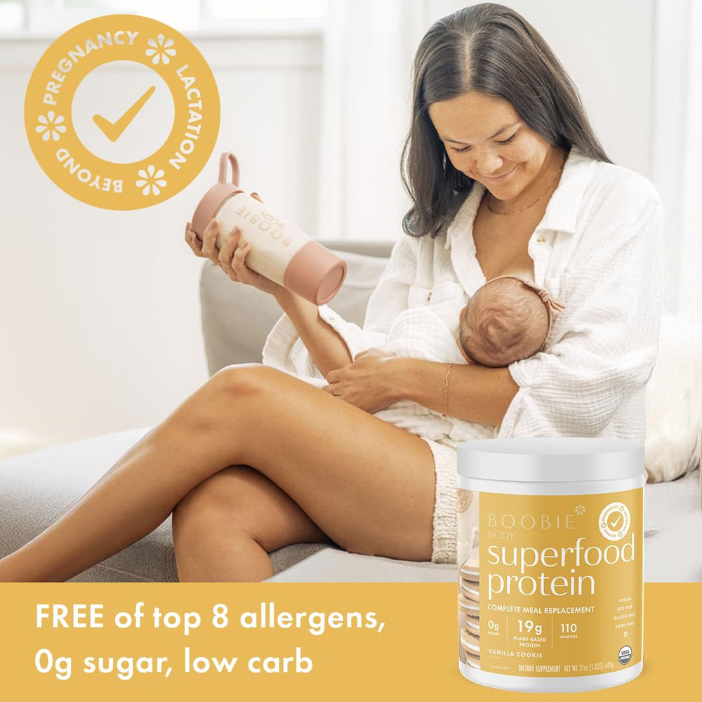 Boobie Body ingredients panel with Vanilla Chai and nine organic superfoods