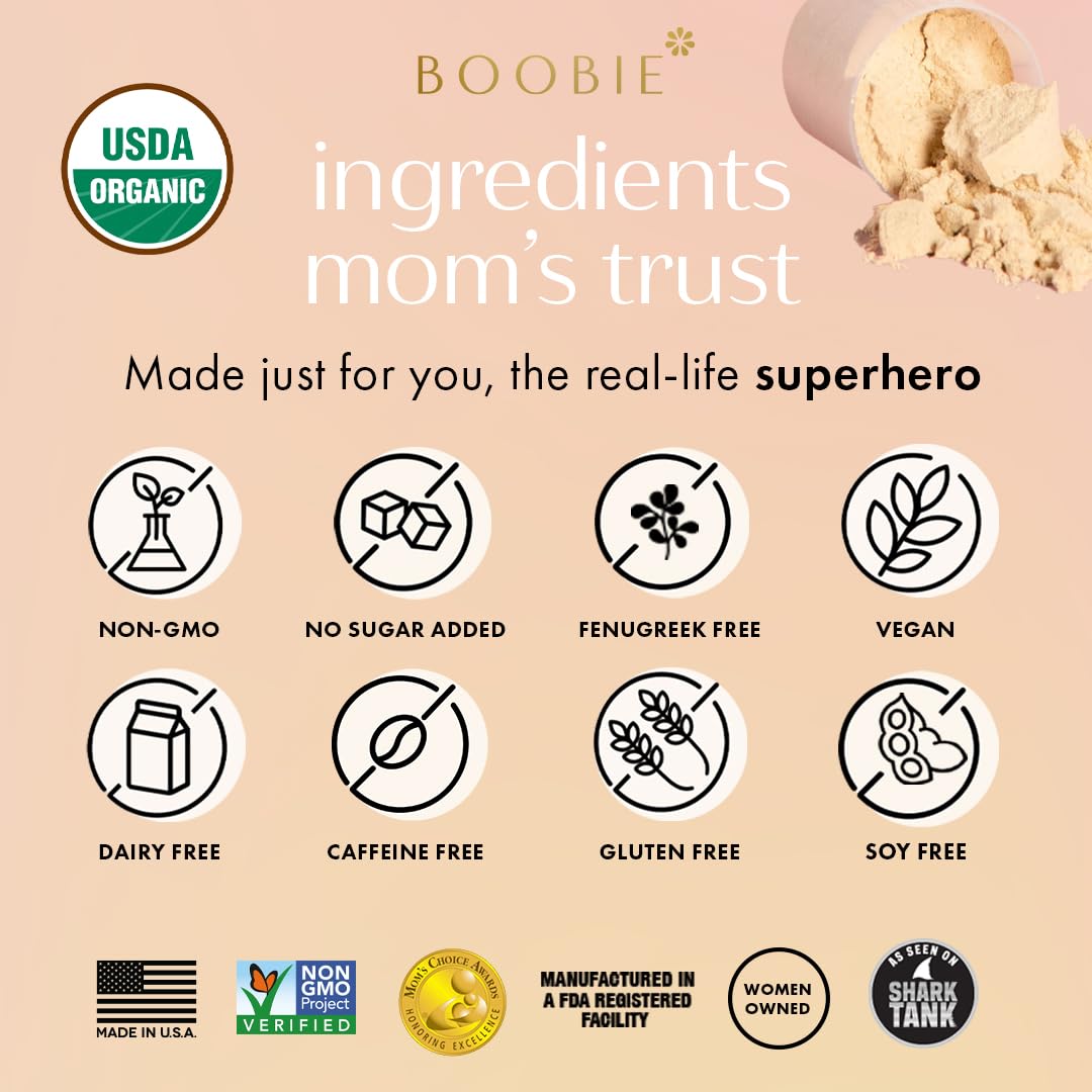 Boobie Body nutrition facts panel showing zero sugar and net carbs