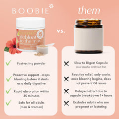 Boobie Debloat to the Max daily-use packaging signals convenience for busy routines