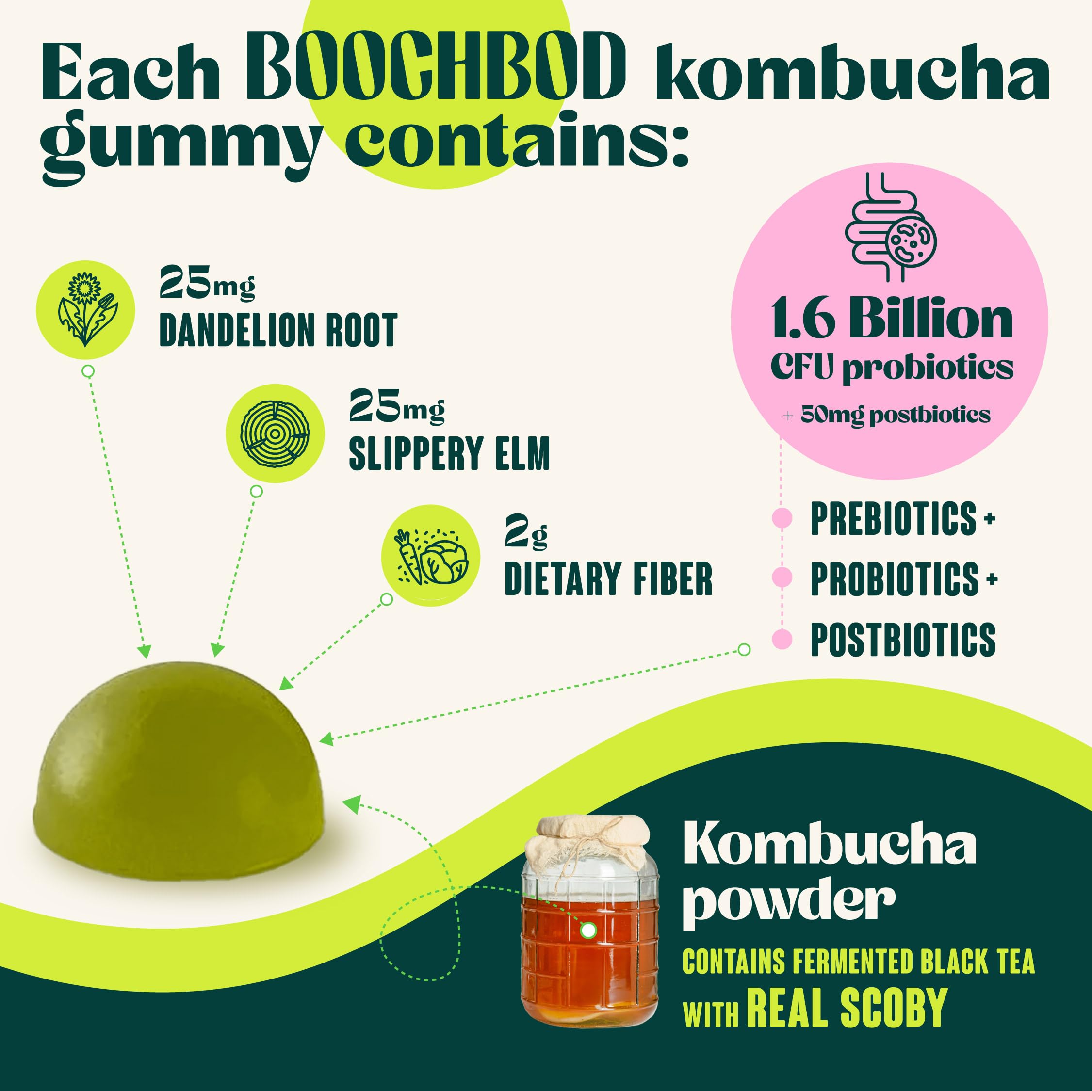 BoochBod packaging emphasizes plant-based ingredients for modern wellness routines
