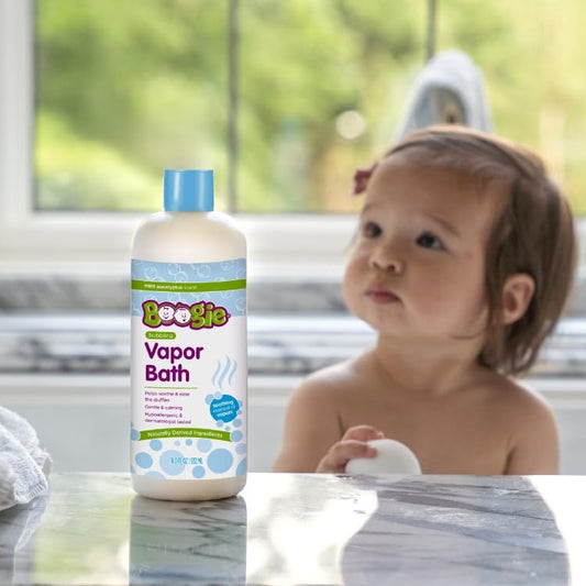 Boogie Kids Bubble Bath bubbles forming rich suds for bath-time fun and comfort