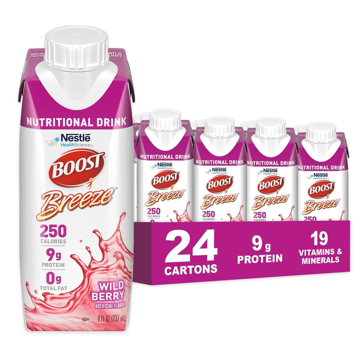 Boost Breeze Clear Nutritional Drink bottle with a refreshing berry note for daily nutrition