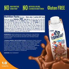 BOOST Kid Essentials Chocolate Craze carton back nutrition panel shows 25 vitamins and minerals