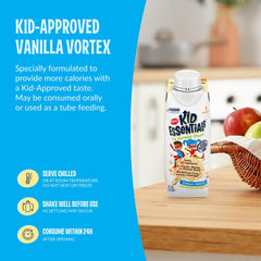 BOOST Kid Essentials Vanilla Vortex vanilla flavor label on packaging.