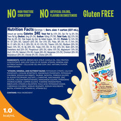 BOOST Kid Essentials Vanilla Vortex label closeup showing nutrition facts.
