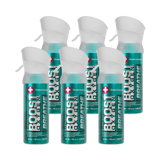 Boost Oxygen Pocket Size Breathe canister, front view, ideal for quick respiratory support anywhere.
