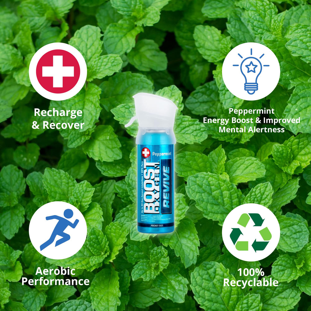 Six-pack packaging display for portable, everyday breathing support with Boost Oxygen.