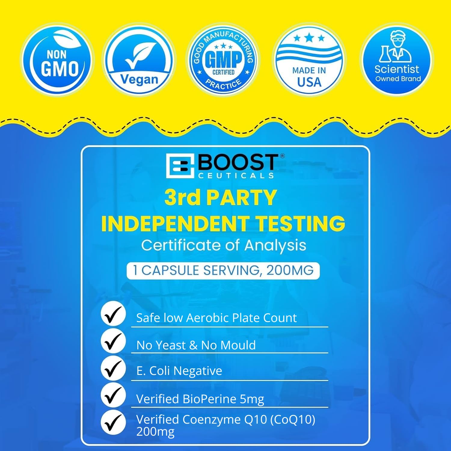BoostCeuticals CoQ10 capsules with glossy finish in shot