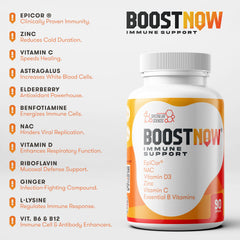 BoostNow Epicor 500mg fermented ingredient closeup highlights immune-support potential.