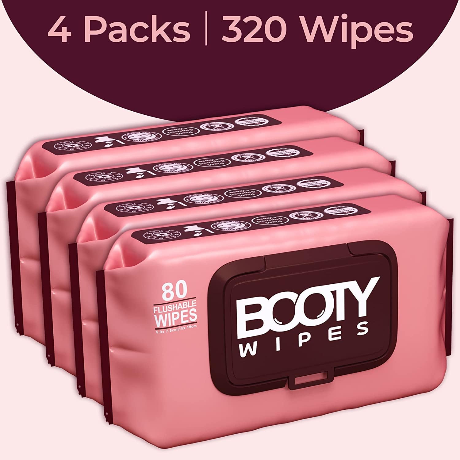 Booty Wipes 320-sheets pack delivers ample coverage for daily cleansing.