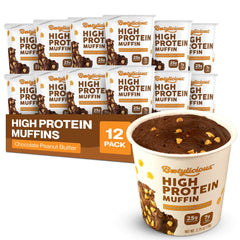 Bootylicious muffin cup chocolate peanut butter with 25g protein per serving