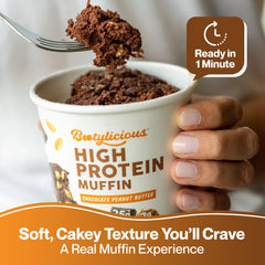 Muffin cup on kitchen counter showing fiber-rich texture for fullness