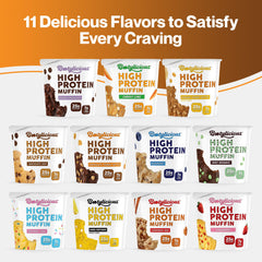 Bright packaging of Bootylicious muffins signaling high-protein, low-carb choice
