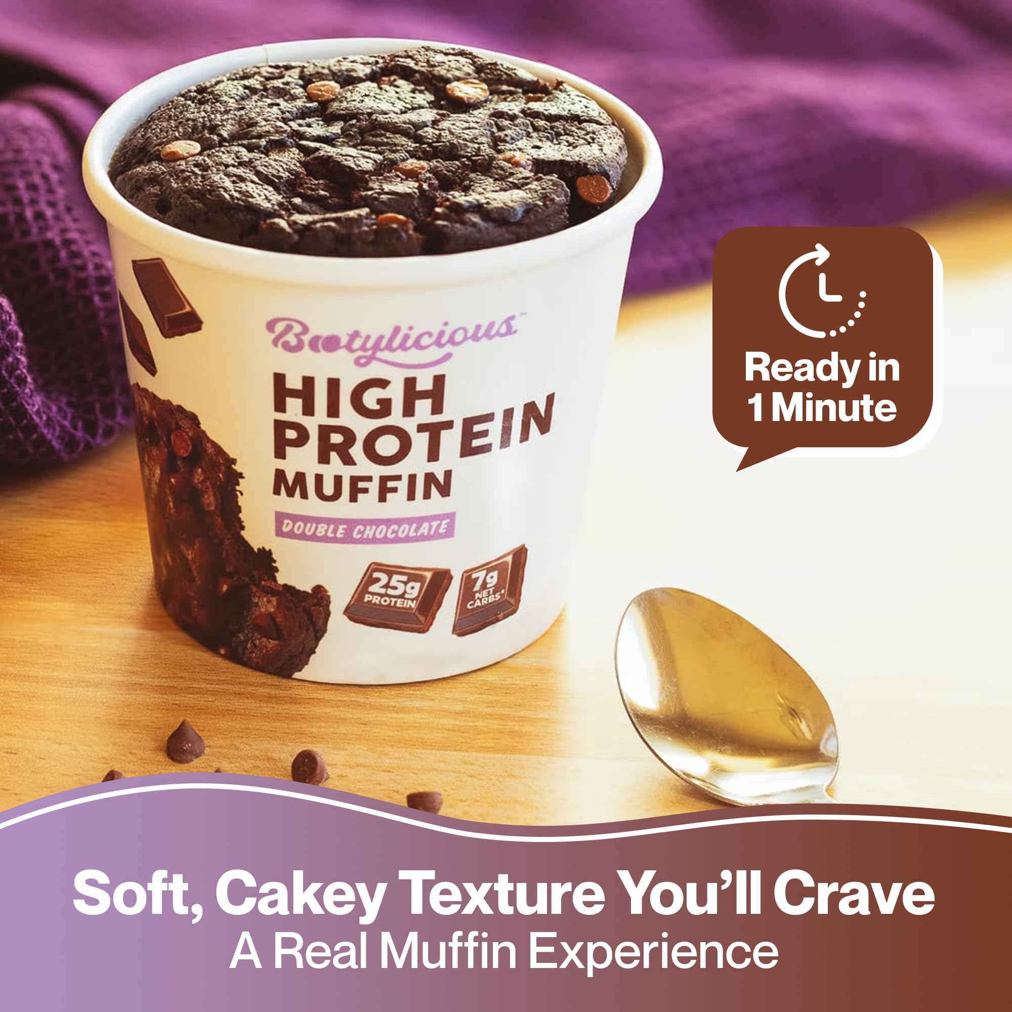 Bootylicious muffin top-view reveals a soft bakery-style crumb.