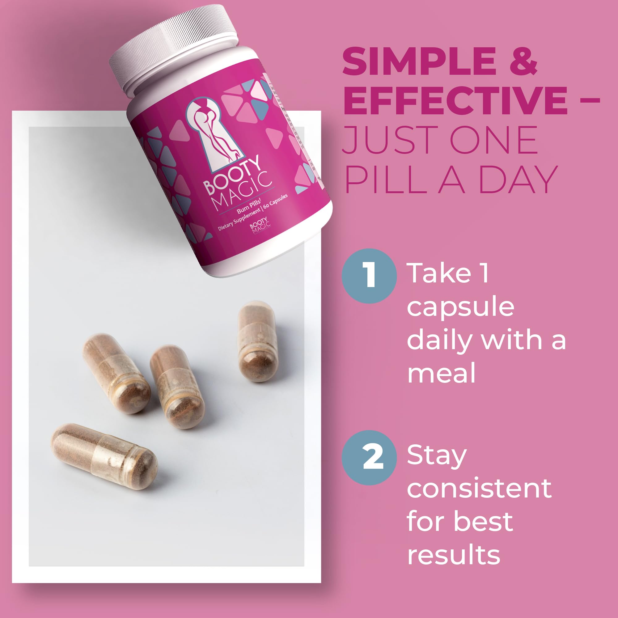 Booty Magic capsule being poured into hand for daily routine