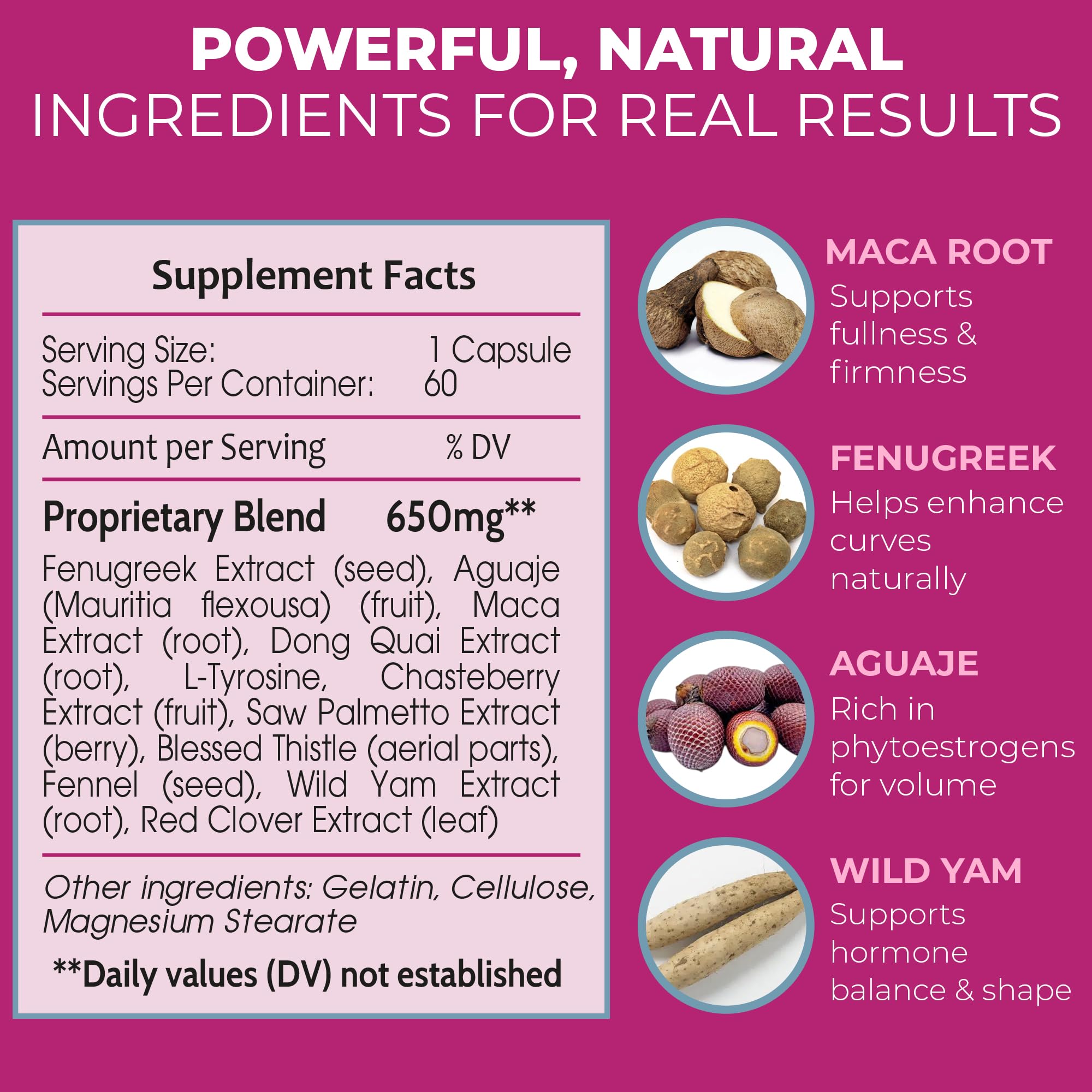 Close-up of Booty Magic ingredients maca and fenugreek in focus
