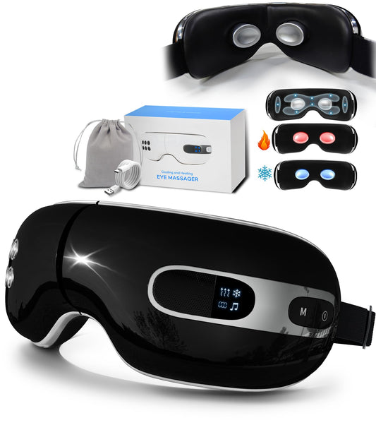 BOQUBOO Eye Massager with heat compress soothes tired eyes.