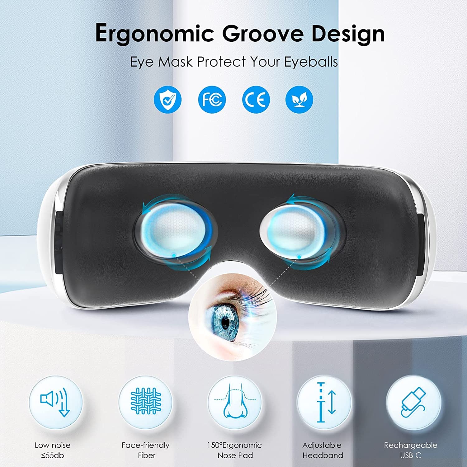 BOQUBOO Eye Massager with storage bag for easy transport.