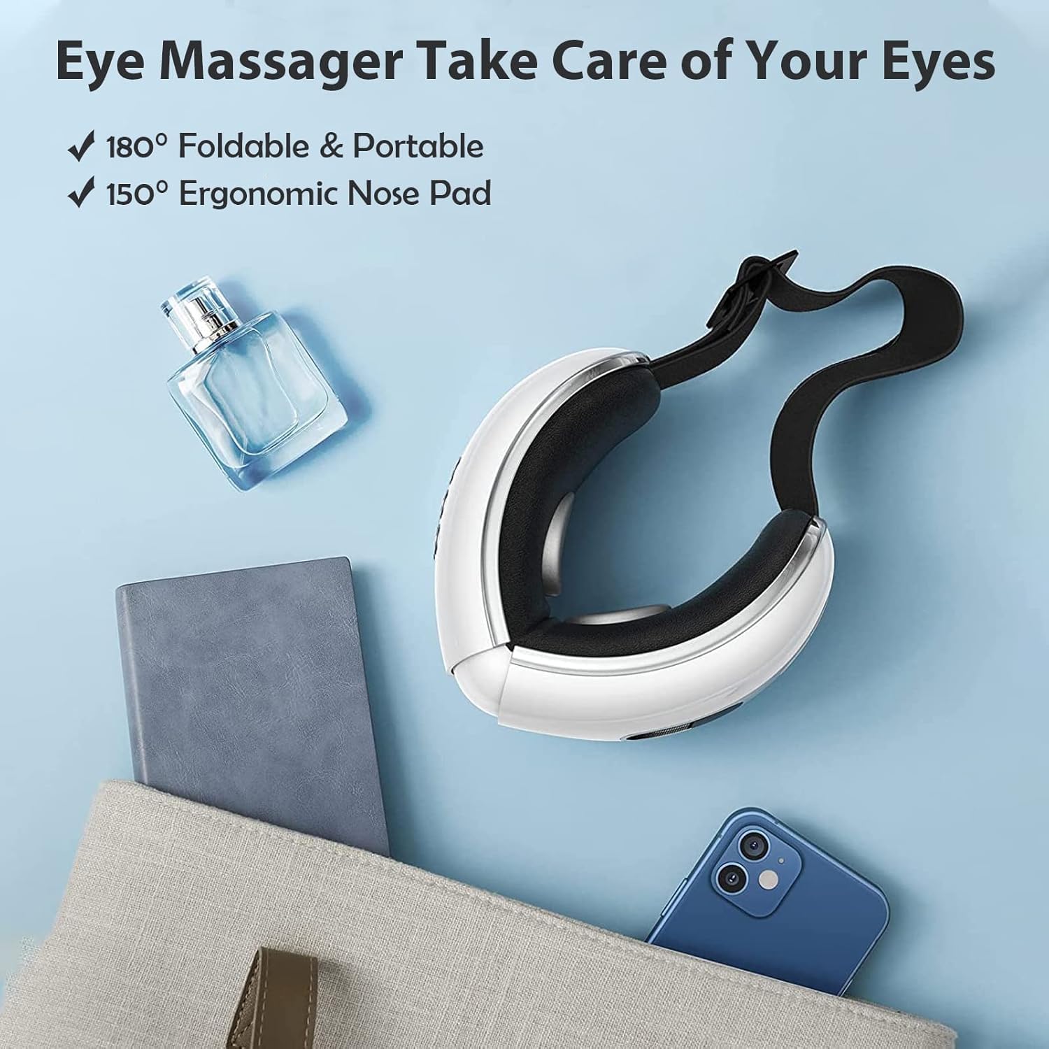 BOQUBOO eye massager with airbag compression around the eyes.