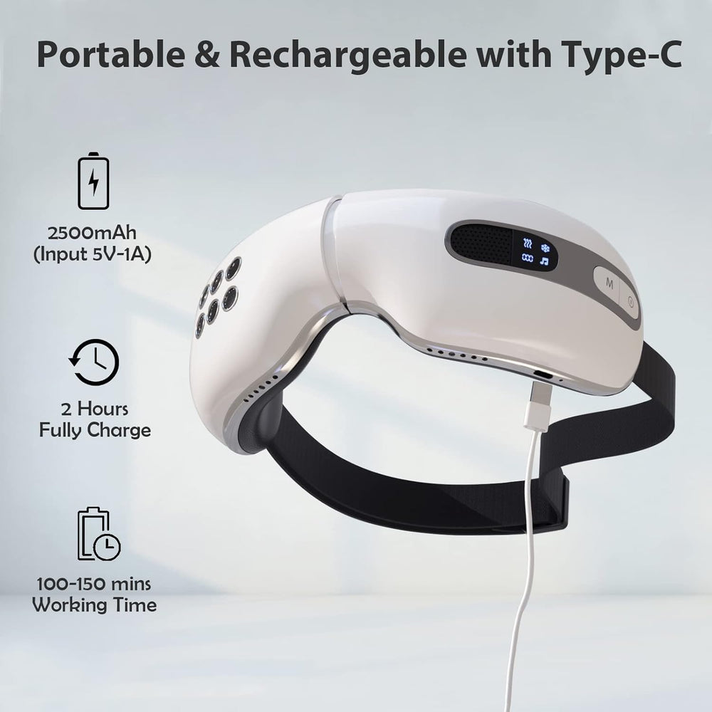 BOQUBOO eye massager featuring Bluetooth music for a relaxing session.