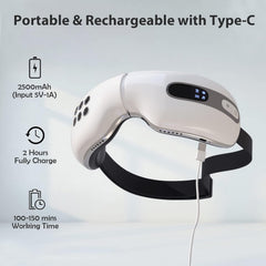 BOQUBOO eye massager featuring Bluetooth music for a relaxing session.