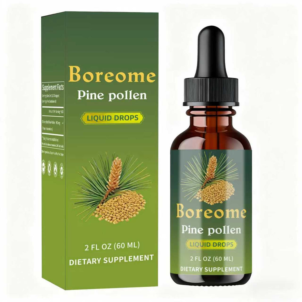 Boreome Pine Pollen Tincture bottle on display for daily wellness