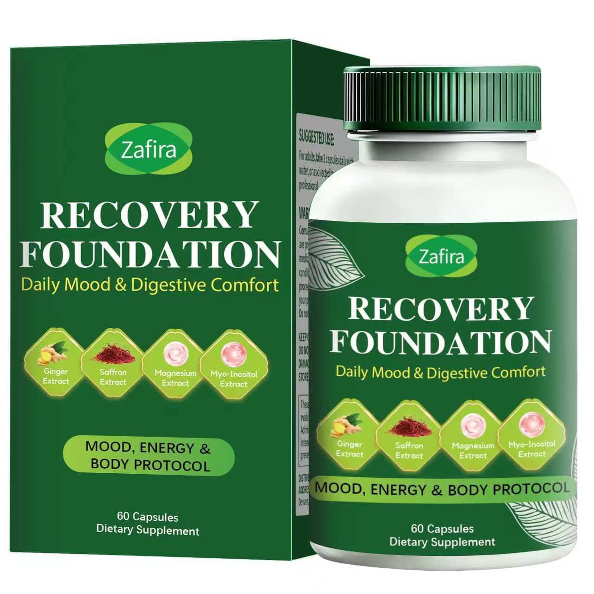 Boreome Zafira Recovery bottle pour showing easy daily dosing for focus support