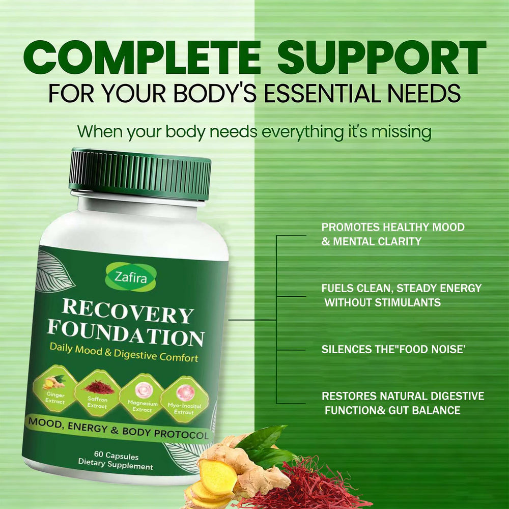 Boreome Zafira Recovery ingredients panel featuring zinc, magnesium, and B vitamins for resilience