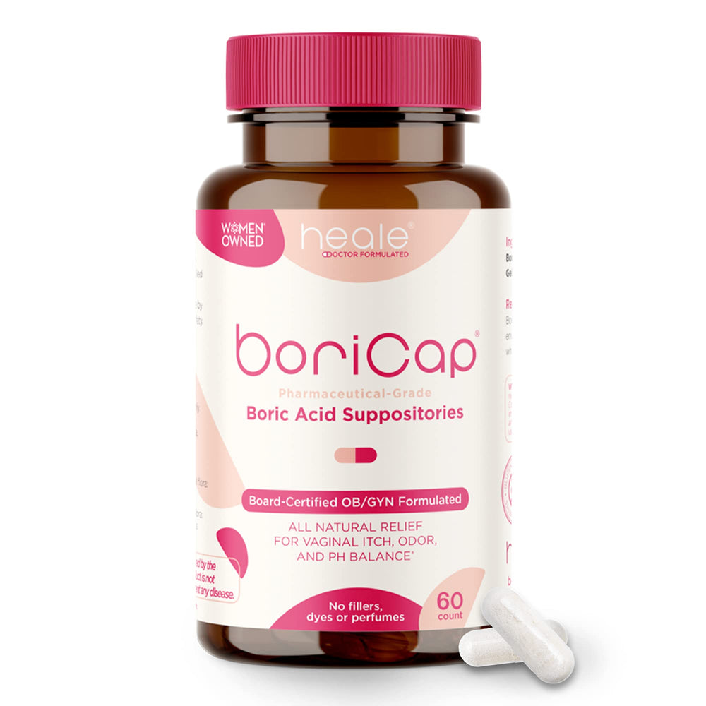 BoriCap Heale packaging highlights USA-made purity and quality.