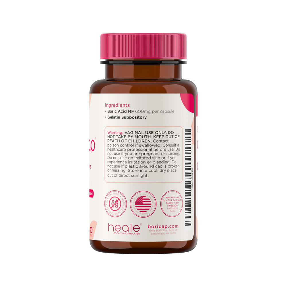 BoriCap suppositories pack shot for convenient at-home feminine care.