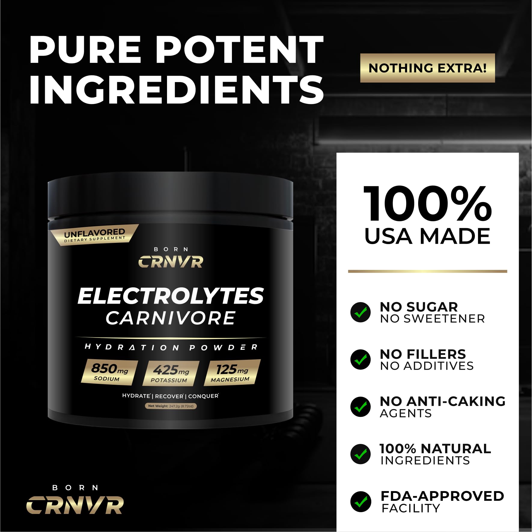 Electrolytes dissolving in water from Born CRNVR for quick hydration.