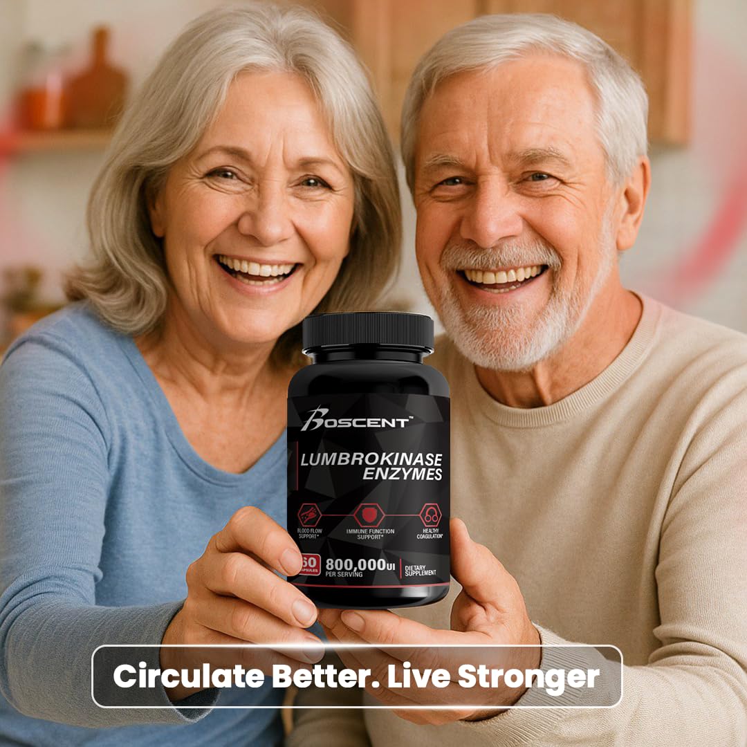 BOSCENT bottle with pouring action suggests easy daily supplementation routine.