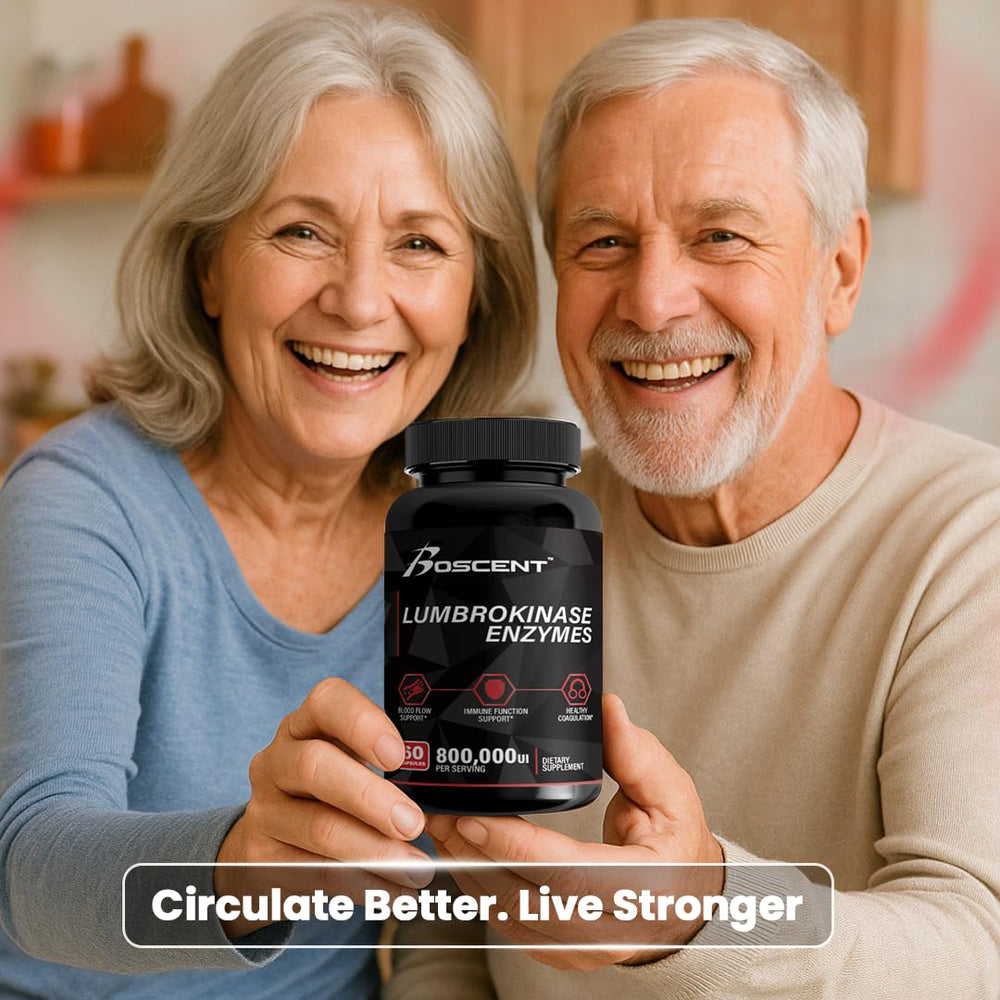 BOSCENT bottle with pouring action suggests easy daily supplementation routine.