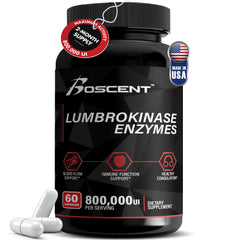 BOSCENT Lumbrokinase 40mg bottle shown for daily circulation support.