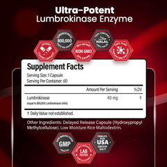 BOSCENT Lumbrokinase capsules close-up highlighting 40 mg dose and purity.