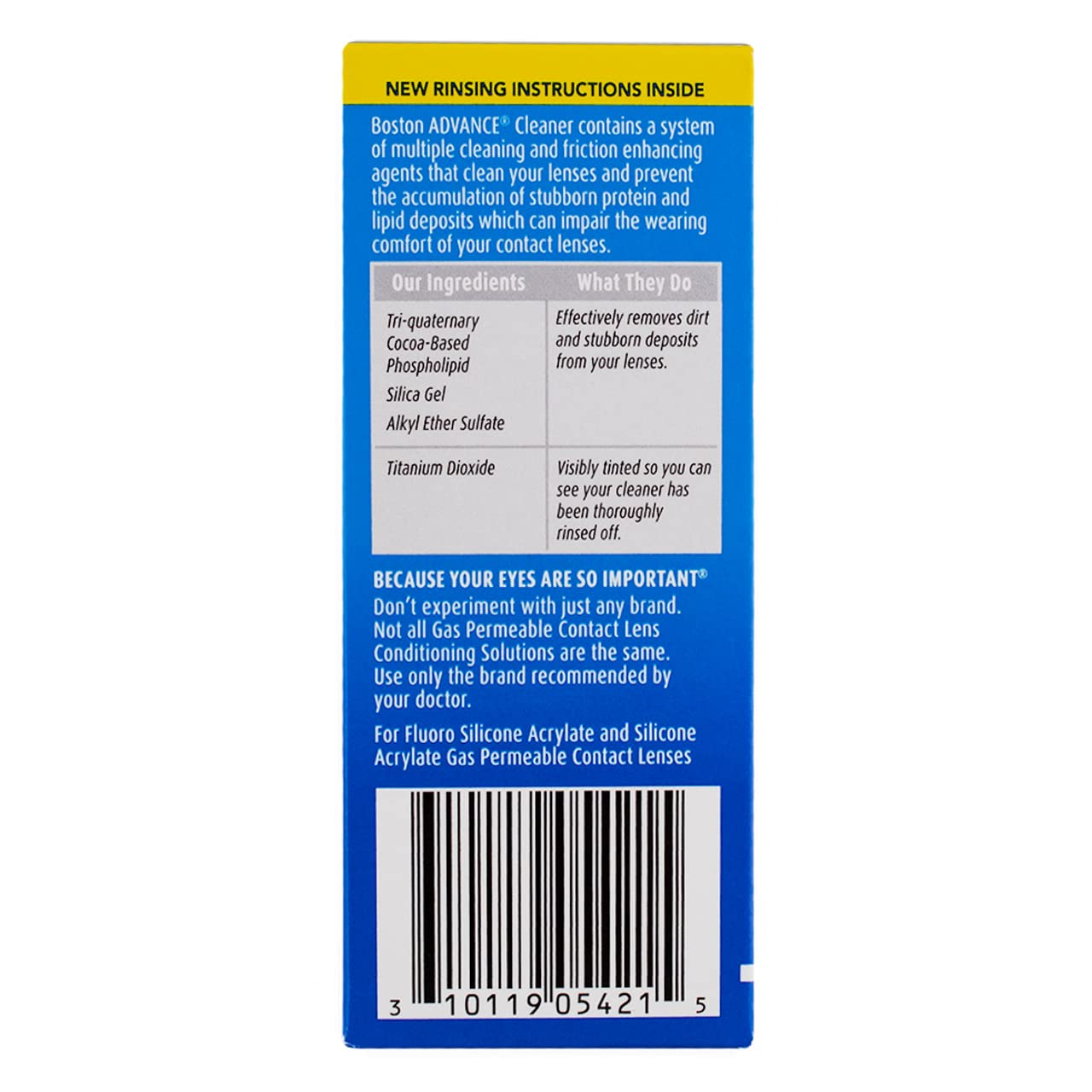 Boston Advance Cleaner helps remove deposits from RGP lenses.