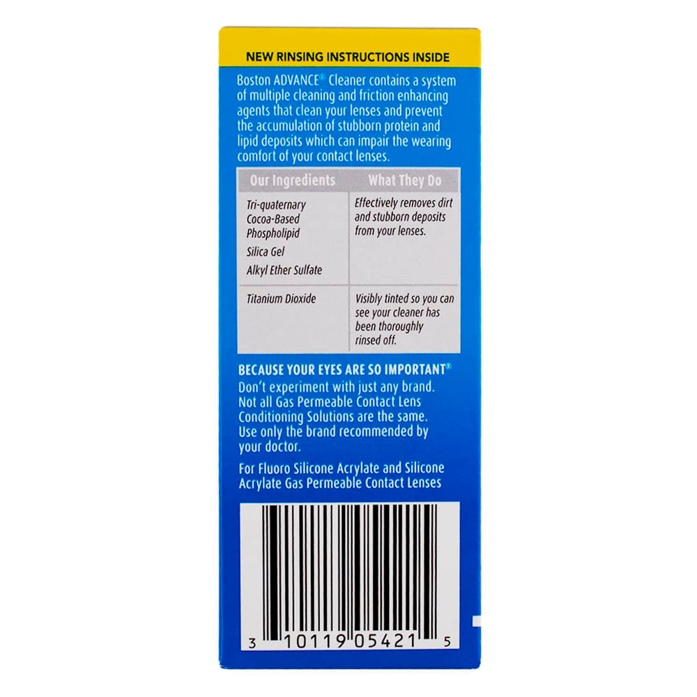 Boston Advance Cleaner helps remove deposits from RGP lenses.