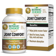Botanic Choice Fast Act Joint Comfort bottle shows easy capsules for daily joint support.