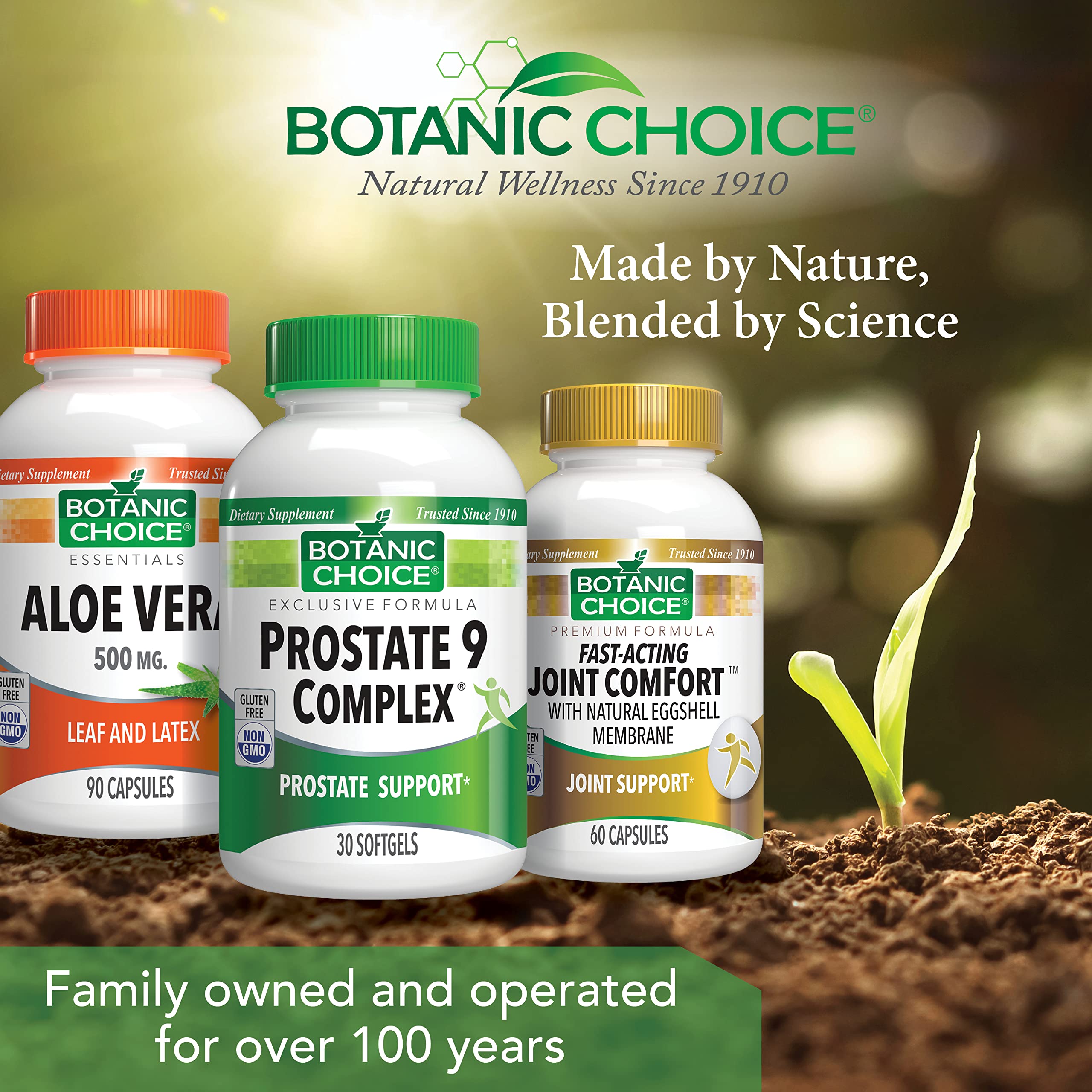 Botanic Choice Prostate 9 Complex back label shows directions and nutrition.