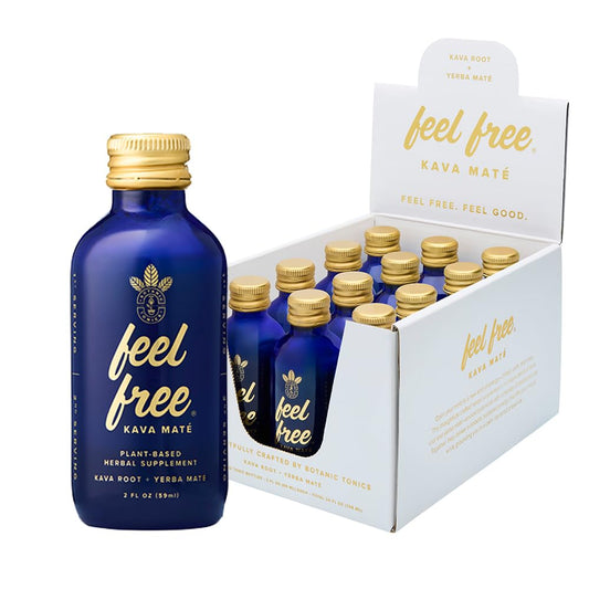Botanic Tonics Feel Free Kava Mate bottle front promotes natural energy.