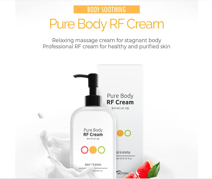 BOTEM Pure Body RF cream with a wipe-off formula for easy cleanup after sessions.