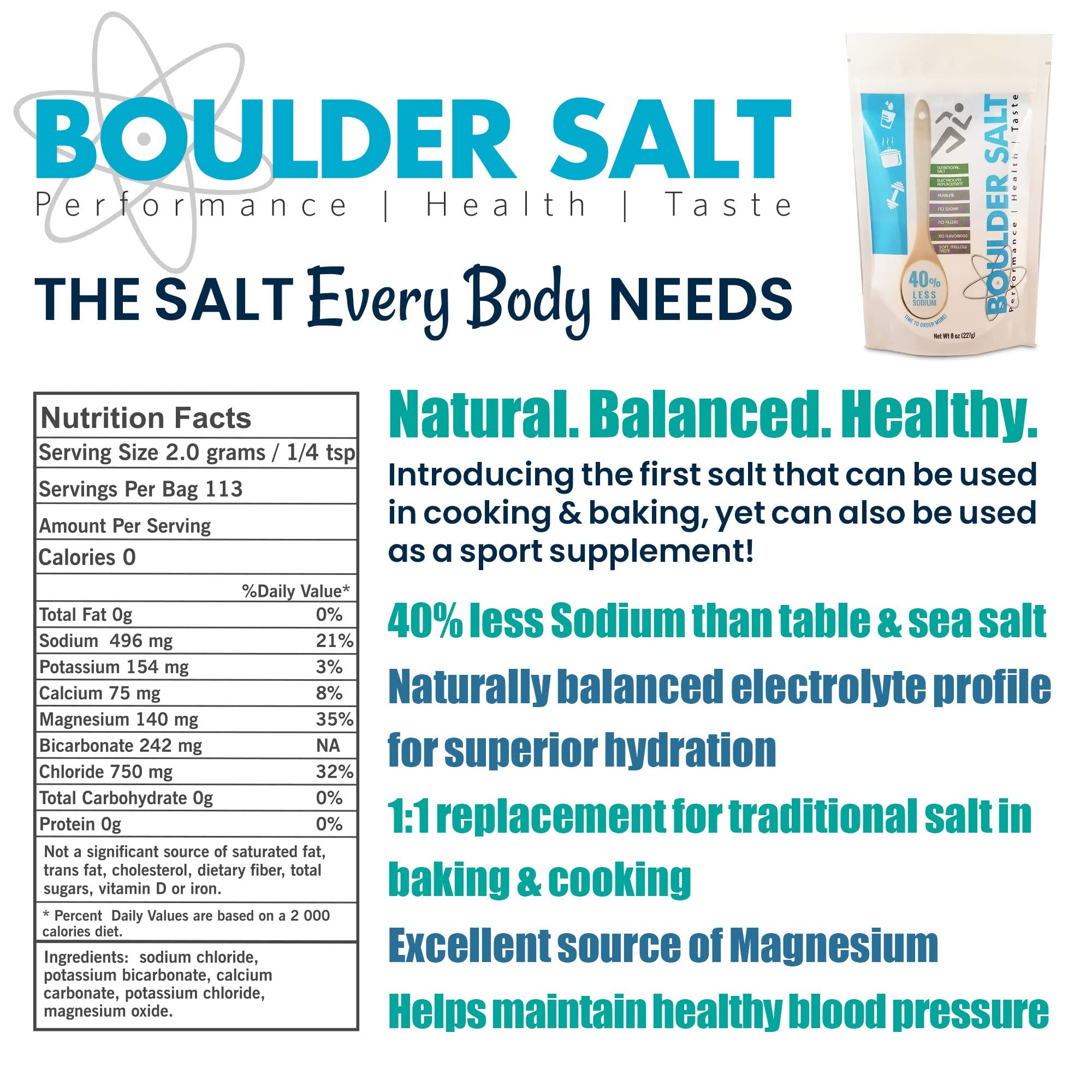 Boulder Salt in a glass of water for easy hydration.