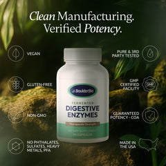 Boulder Bio Digestive Enzymes packaging reflects compact, limited-batch availability