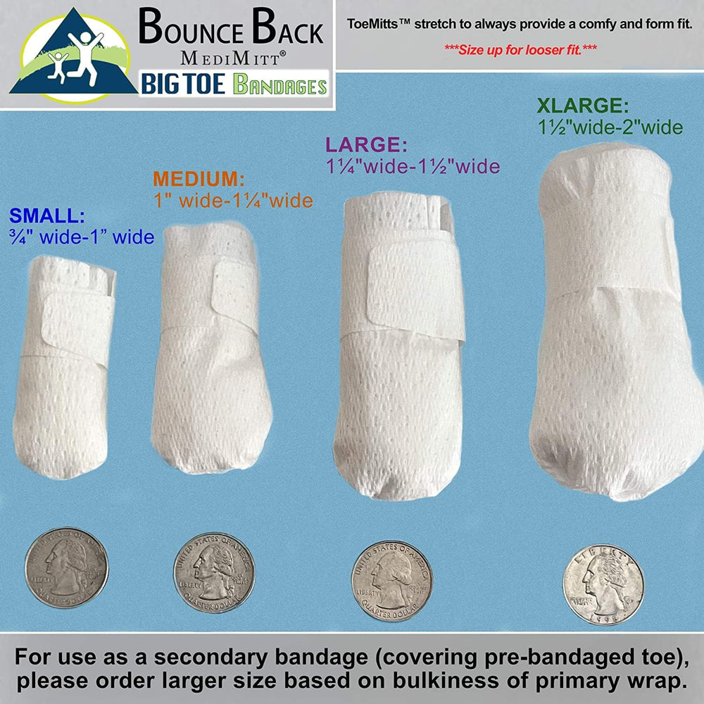 BounceBack MediMitt stretch strap wrapped around the toe for a secure fit