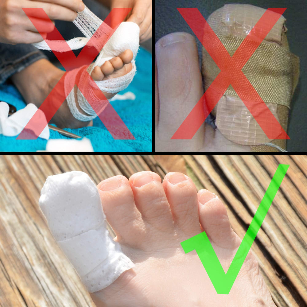 BounceBack MediMitt on-the-toe close-up displaying full-coverage fit