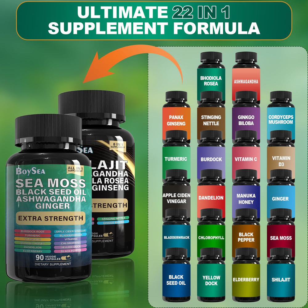 Boysea Black Seed Oil ingredient highlights hair and skin support.