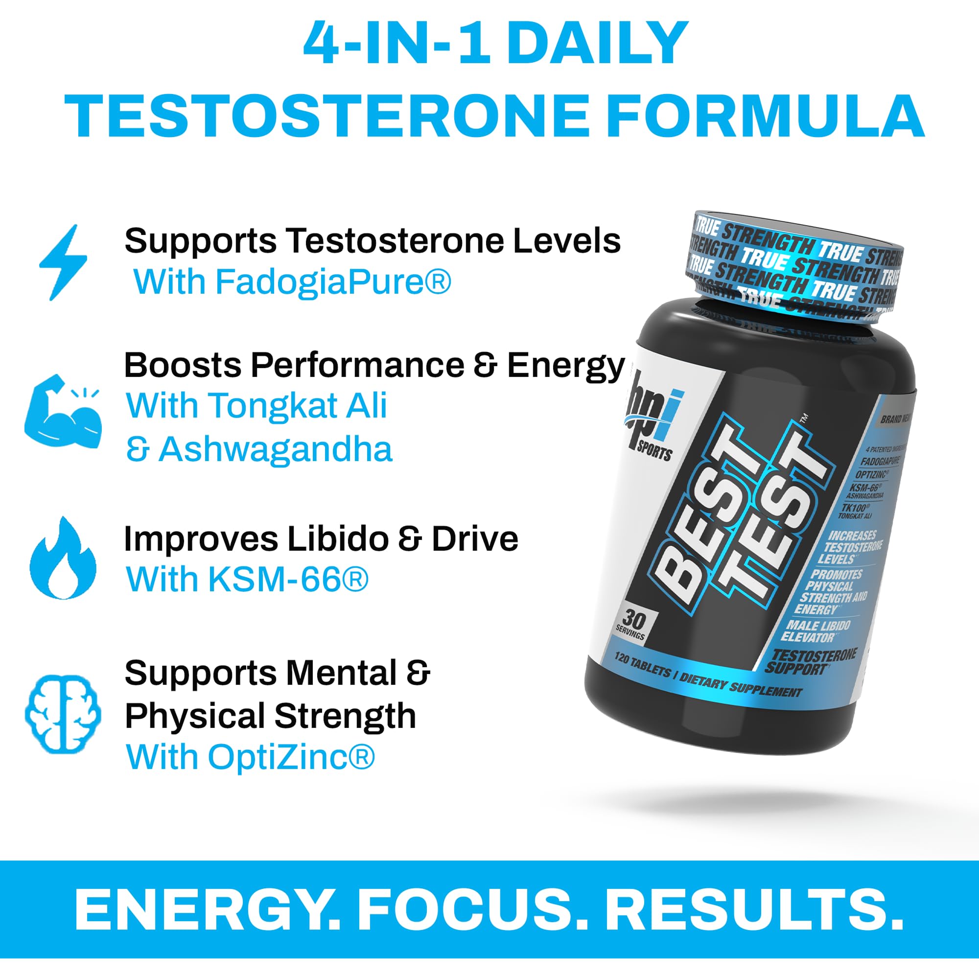 Best Test bottle label emphasizing quality and hormone balance support.