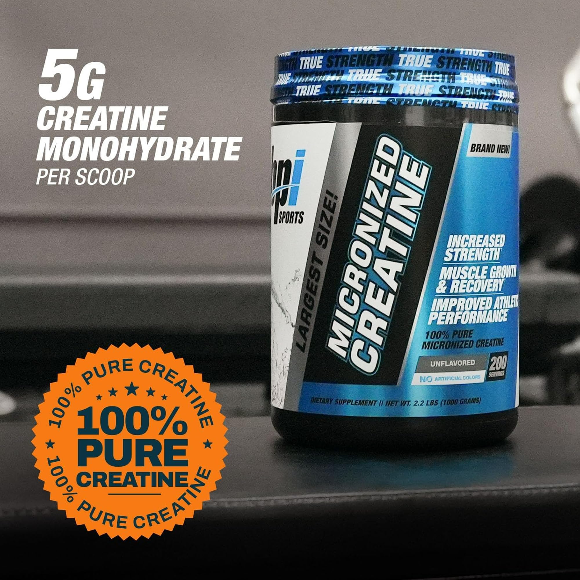 BPI Sports Creatine monohydrate powder in a glass with water.