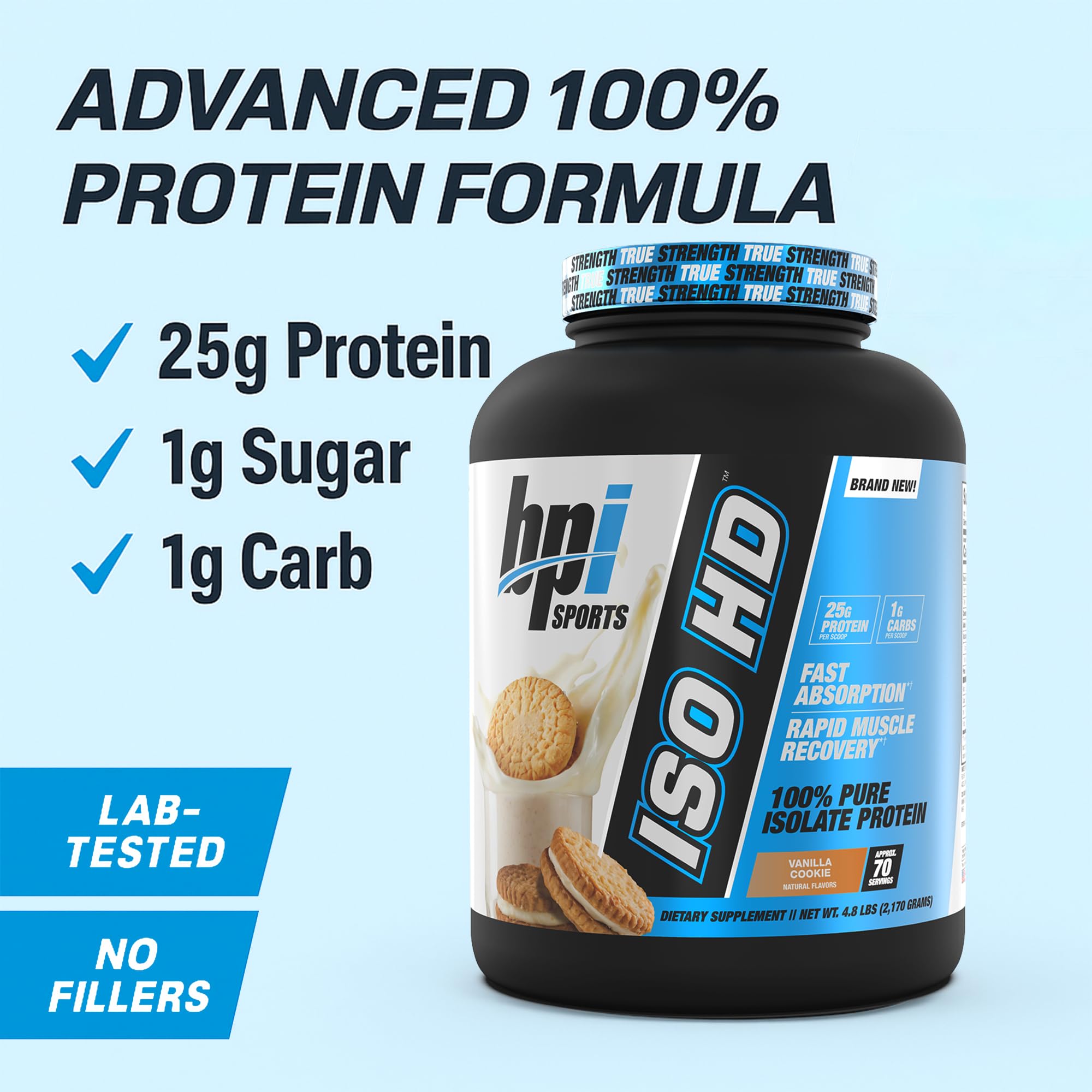 Vanilla Cookie ISO HD shake in glass with smooth texture and flavor.